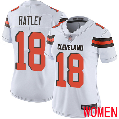 Cleveland Browns Damion Ratley Women White Limited Jersey #18 NFL Football Road Vapor Untouchable->women nfl jersey->Women Jersey